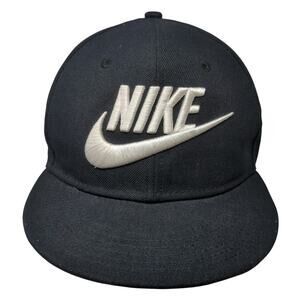 Nike True Snapback Hat Black One Size Big Swoosh Embroidered Outdoor